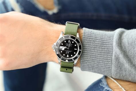 nato watch strap rolex oyster|Rolex submariner suede strap.